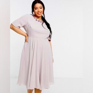 ASOS Design Curve Embellished Neckline Dress Size 14
